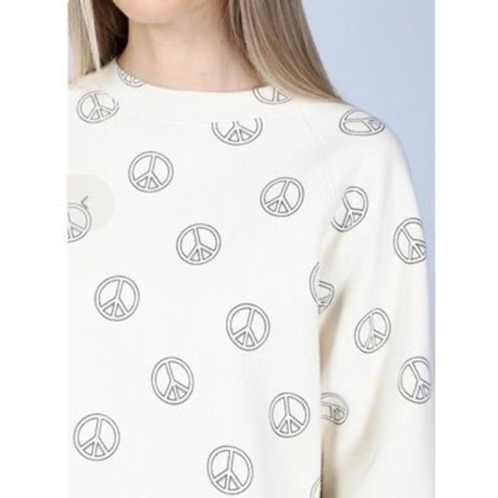 Brunette The Label Sweatshirt Peace Sign Cream Oversized S M Graphic Pullover